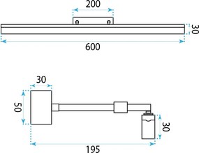 Toolight Toolight, LED nástenné svietidlo, 60cm, 9W, 4000K, 1000lm, APP1879-1W, Čierna matná, OSW-66034