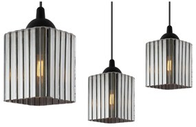 Závesné svietidlo Riffle Square, 3x grafitové sklenené tienidlo, b