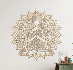 SENTOP | Drevená mandala joga žena – 3D obraz na stenu do obývačky | SENTOP PR0511