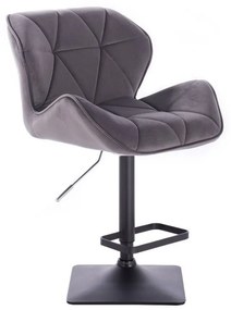 LuxuryForm DESIGN Barová stolička MILANO VELUR na čiernej hranatej podstave - tmavo šedá
