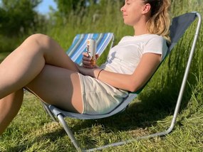 Skladacie plážové ležadlo SAND, sivé pruhy