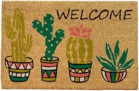 Kokosová rohožka Cactus 60x40 cm hnědá/vícebarevná