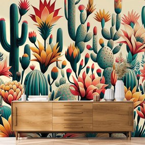 Tapeta farebné kaktusy v púšti