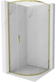 Mexen Exo, posuvný polkruhový sprchový kút 70 x 70 cm, číre sklo, zlatá, 8131-070-070-50-00