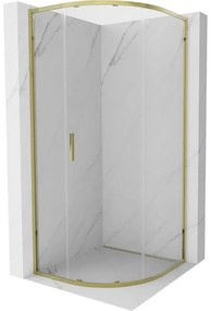 Mexen Exo, posuvný polkruhový sprchový kút 70 x 70 cm, číre sklo, zlatá, 8131-070-070-50-00