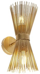 Nástenné svietidlo Art Deco zlaté 2-žiarovkové - metla