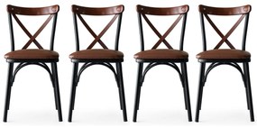 Sada 4 ks jedálenských stoličiek Ekol Bor hnedá/čierna