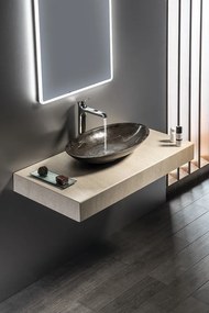 Sapho Sapho, BLOK 1 kamenné umývadlo priemer 40cm, leštený béžový travertin, 2401-01