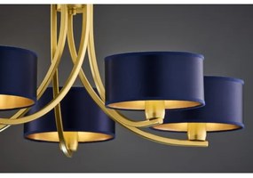 Jupiter 2094 - Závesný luster na reťazi ARTHUR 5xE27/15W/230V modrá/zlatá