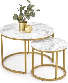 Konferenčný stolík PAULA - mramor/zlatý