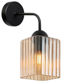 Nástenné svietidlo Riffle Square, 1x medové sklenené tienidlo, b