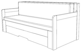 BMB TANDEM ORTHO bez roštov 90 x 200 cm - rozkladacia posteľ z bukového masívu s podrúčkami, buk masív