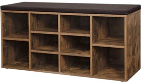 Botník s lavicou TAYLOR 104x30x48 cm, rustikálne hnedý