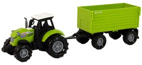 Lean Toys Zelený traktor s vlečkou