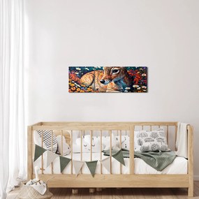 Obraz - Maľované srne (s hodinami) (90x30 cm)