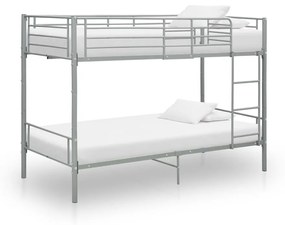 Poschodová posteľ sivá kovová 90x200 cm