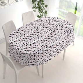 Biante Bavlnený oválny obrus Sandra SA-110 Ružovo-čierno-sivé trojuholníčky 120x160 cm