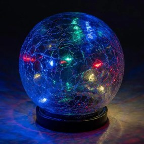 Solárne osvetlenie sklenená guľa 10 LED, viacfarebná, 11 cm