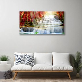 Skleneny obraz Vodopád príroda les 140x70 cm