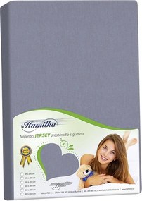 Bellatex Jersey prestieradlo Kamilka modrosivá, 140 x 200 cm