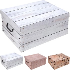 Home Elements, Úložný box v drevenom dizajne, 51 x 37 x 24 cm Barva: bílá