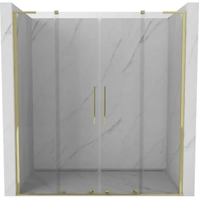 Mexen Velar L Duo, posuvné sprchové dvere do otvoru 170 cm, 8mm číre sklo, zlatá lesklá, 871-170-003-02-50