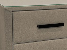 Nočný stolík s 2 zásuvkami Joy, béžová látka