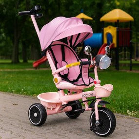 ECOTOYS detská trojkolka 3v1 s rodičovskou rúčkou, otočné sedadlo 360°, EVA kolesá