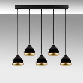 Závesný luster na lanku YILDO 5xE27/40W/230V čierna/zlatá