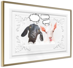Artgeist Plagát - Funny Goats [Poster] Veľkosť: 30x20, Verzia: Zlatý rám