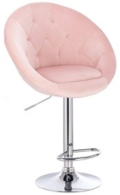 LuxuryForm Barová stolička VERA VELUR na striebornom tanieri - svetlo ružová