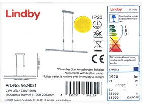 Lindby Lindby - LED Stmievateľný luster na lanku SLADJA LED/24W/230V LW0362