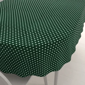 Biante Bavlnený oválny obrus Sandra SA-350 Biele hviezdičky na tmavo zelenom 100x140 cm