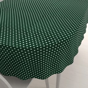 Biante Bavlnený oválny obrus Sandra SA-350 Biele hviezdičky na tmavo zelenom 130x220 cm