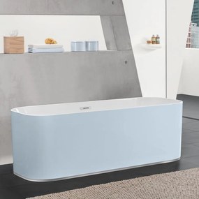 VILLEROY &amp; BOCH Finion voľne stojaca vaňa z materiálu Quaryl (bez spoja medzi panelom a vaňou), odtok v strede, 1700 x 700 x 633 mm, s prítokom, lišta Design, Colour on Demand, Chrome, biela alpská, UBQ177FIN7N1BCV201