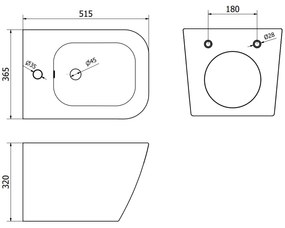 Mexen Madox, závesný bidet 515x365x320 mm, svetlá šedá, 35155161