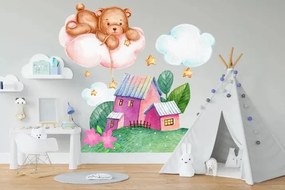 Nálepka na stenu pre deti rozprávkový domček a medvedík