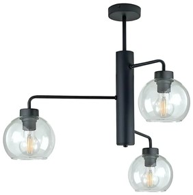 Luster na tyči FLEX 3xE27/60W/230V čierna/číra