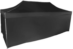 Rýchlorozkladací nožnicový stan 3x6m – hliníkový, Čierna, 4 bočné plachty