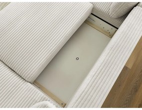 Krémová menčestrová rozkladacia rohová pohovka (pravý roh/do "U") Lucien – Bobochic Paris