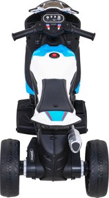 Ramiz BMW HP4 Detský motocykel na batérie Modrá + 3 kolieska + LED + MP3 USB + Eco koža