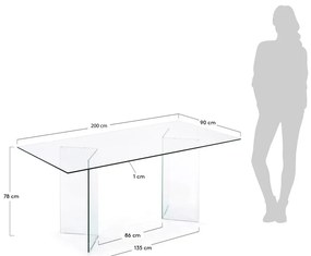 Jedálenský stôl so sklenenou doskou 90x200 cm Burano – Kave Home