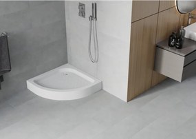 Mexen Rio, štvrťkruhová sprchová vanička 90x90x14 cm + chrómový sifón, biela, 47109090