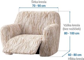 Bielastické poťahy UNIVERSO NOVÉ žíhané béžové relaxačné kreslo (š. 70 - 90 cm)