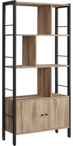 Polica na knihy, knižnica so 4 úrovňami, farba dub toasted oak