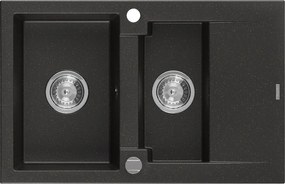 Mexen Gaspar - drez granitový 73,7x47,5cm, 1,5-komorový, čierna-zlatá, 6507731505-75