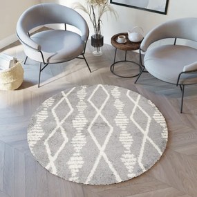 Koberec BOHO L225C tmavosivý / béžový kruh