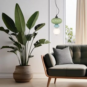 LED Luster na lanku ASCOLI LED/8W/230V pr. 20 cm zelená/modrá