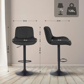 Barová stolička Solon - látka, čierny rám - čierna