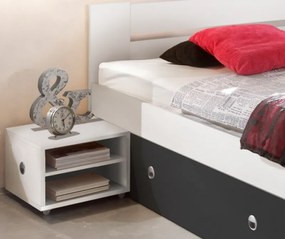 Posteľ s nočnými stolikmi Stefan 140x200 cm, biela/grafit